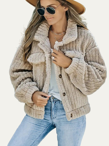 Soft Faux Fur Button Trucker Jacket 0