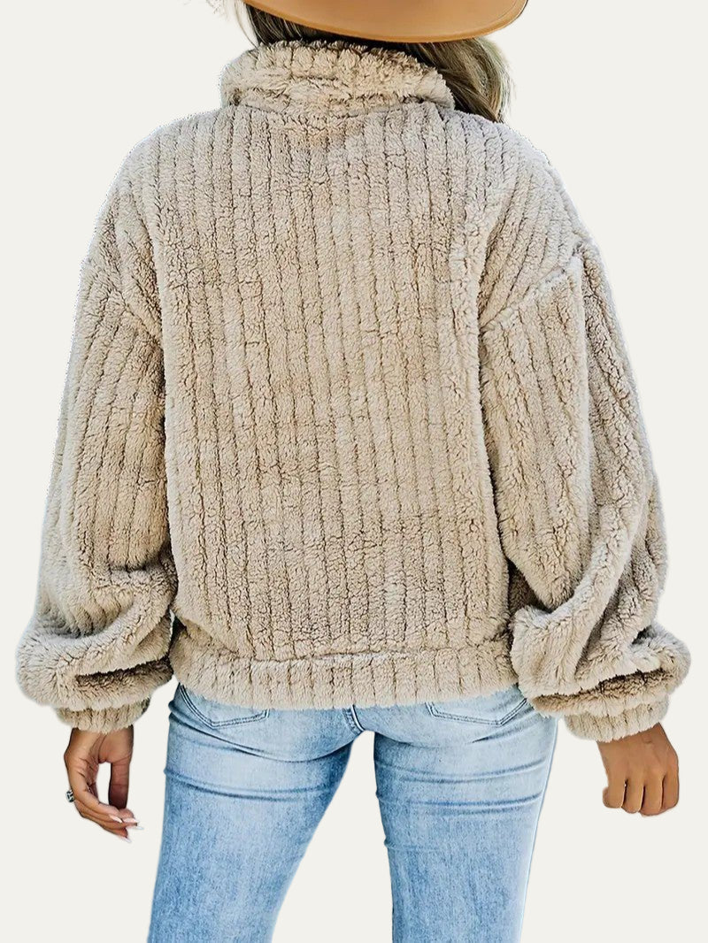 Soft Faux Fur Button Trucker Jacket 1