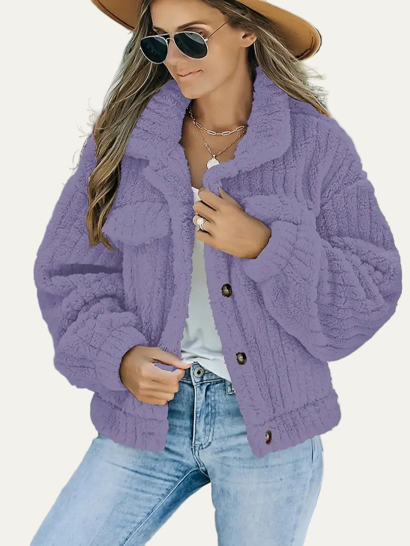 Soft Faux Fur Button Trucker Jacket 10