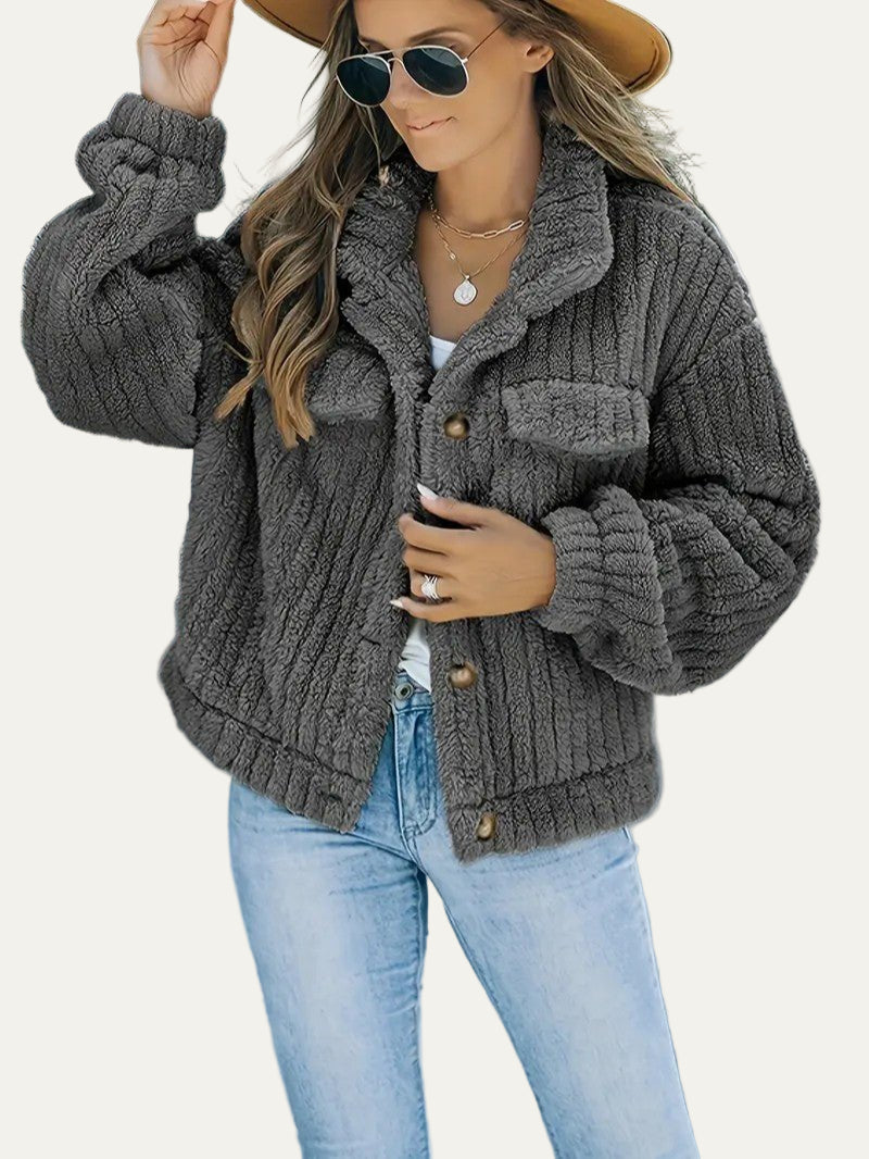 Soft Faux Fur Button Trucker Jacket 11