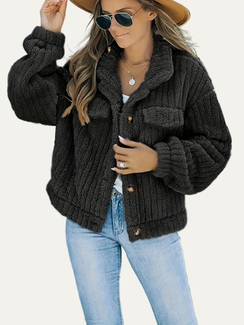Soft Faux Fur Button Trucker Jacket 12