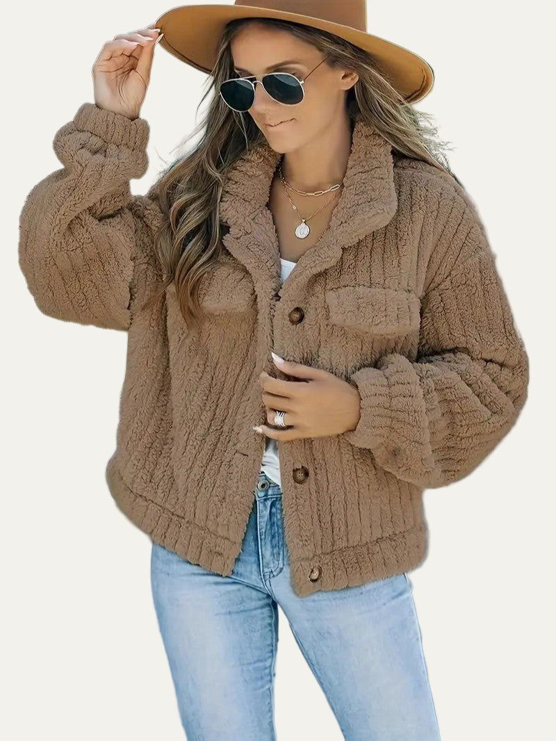 Soft Faux Fur Button Trucker Jacket 14