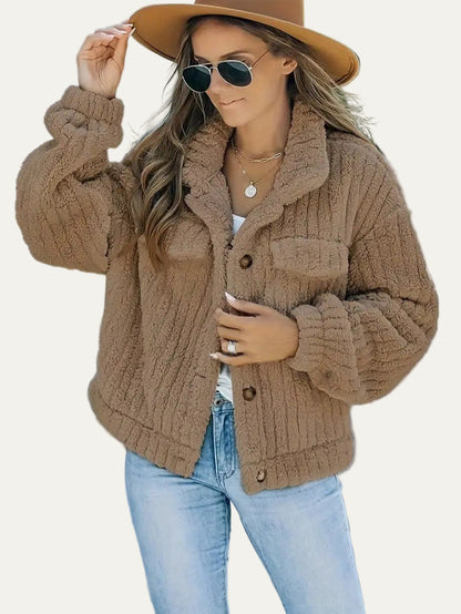 Soft Faux Fur Button Trucker Jacket 14