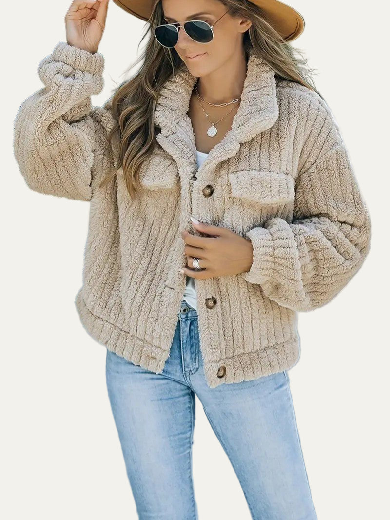 Soft Faux Fur Button Trucker Jacket 2