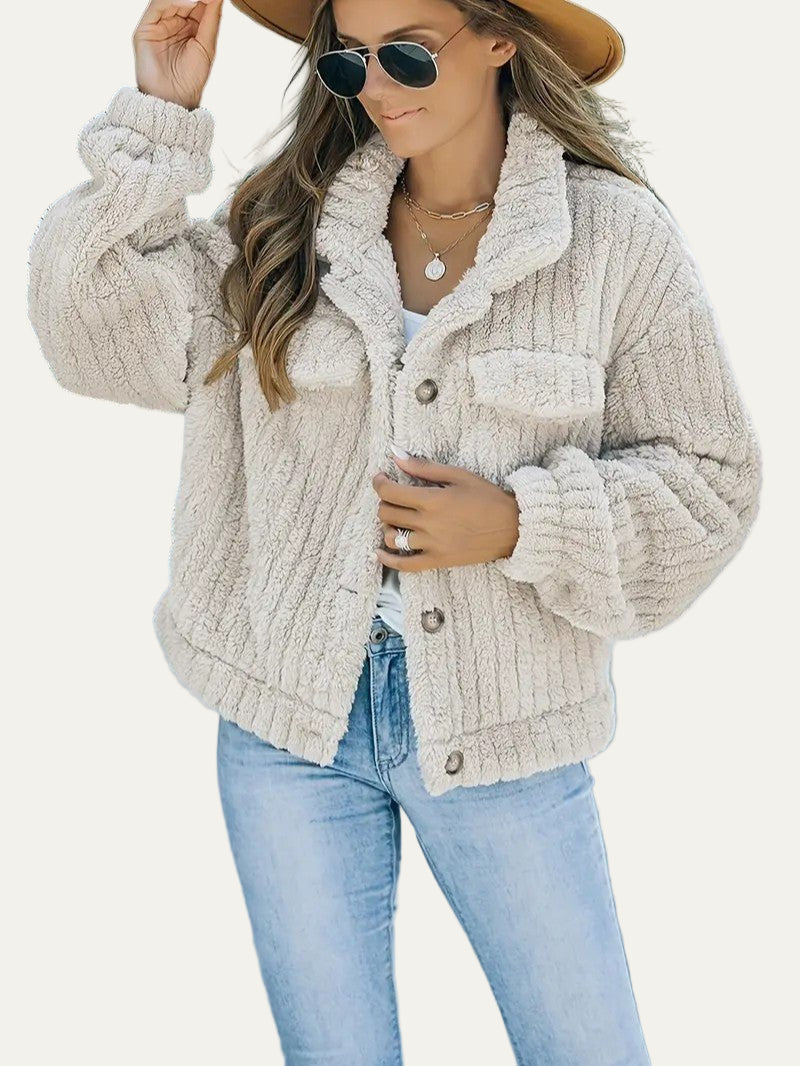 Soft Faux Fur Button Trucker Jacket 5