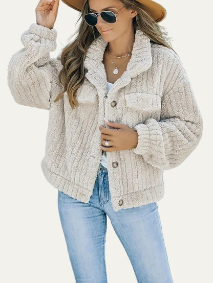 Soft Faux Fur Button Trucker Jacket 5