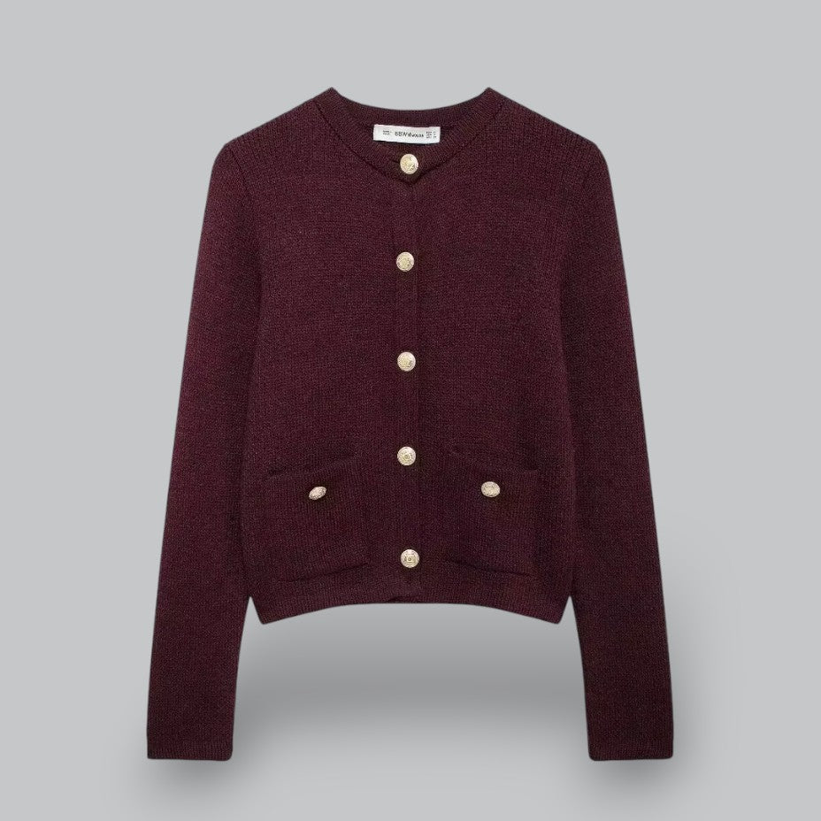 Soft Knit Cardigan with Golden Buttons