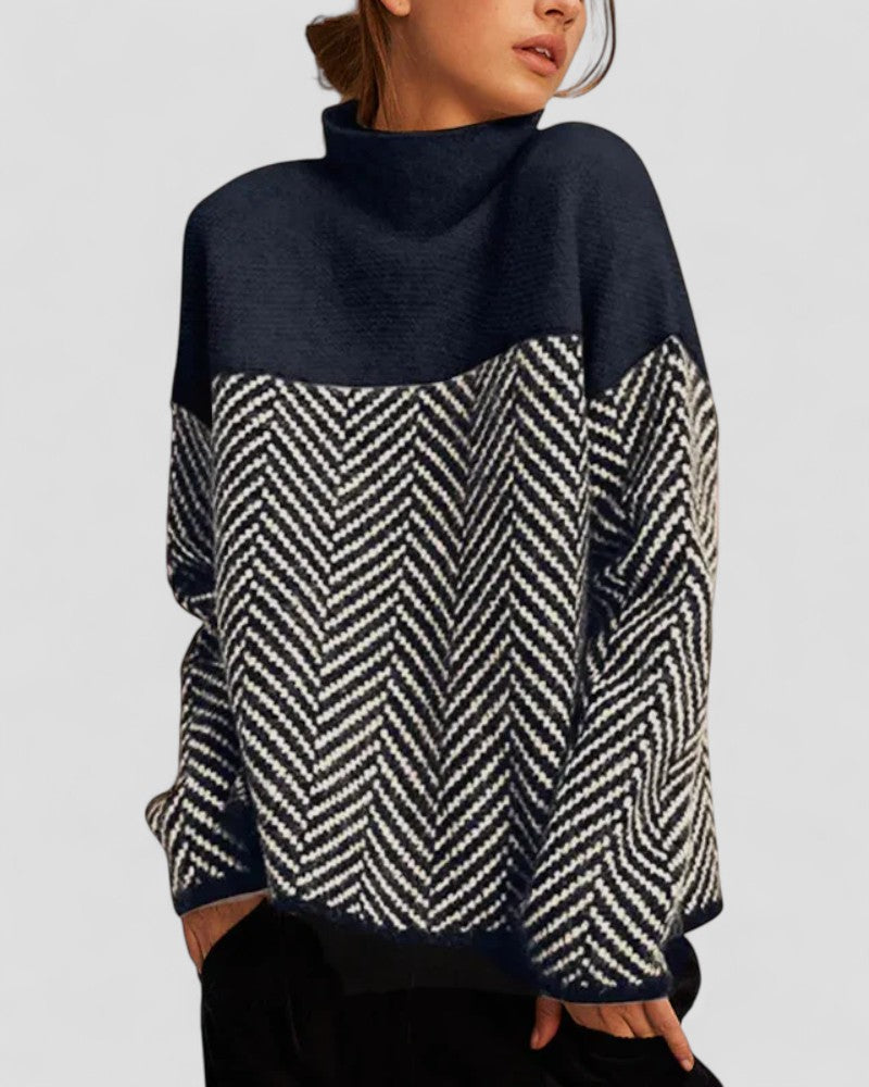 VogeLuxe | Women’s Thick Turtleneck Geometric Top
