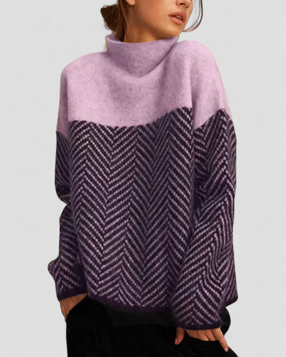VogeLuxe | Women’s Thick Turtleneck Geometric Top