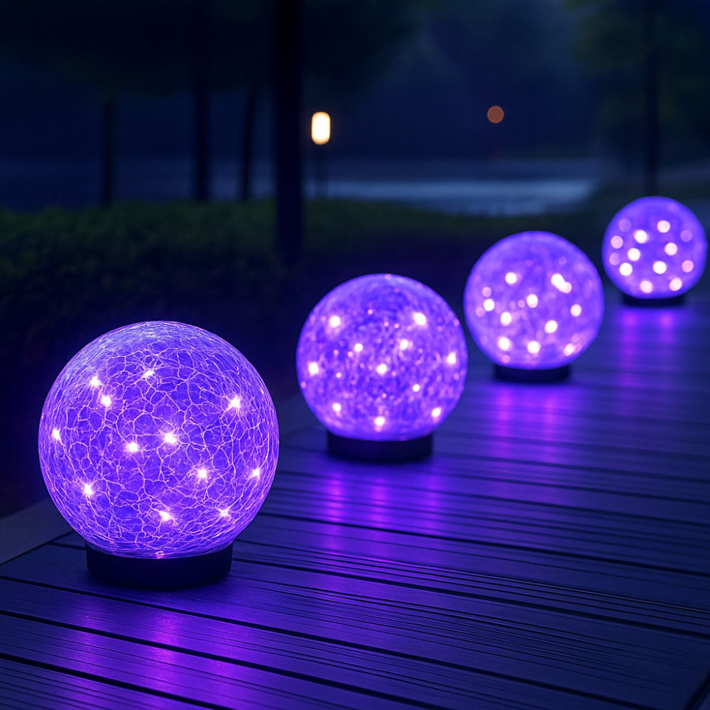Outdoor Garden Glass Ball Solar Powered Path Lights - VogeLuxe