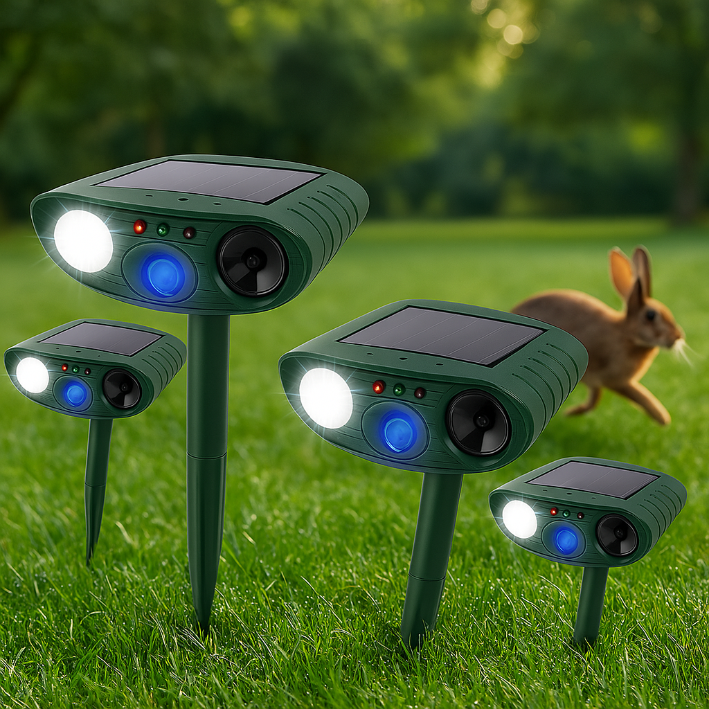 Outdoor Solar Powered Rabbit Repellent With LED Light