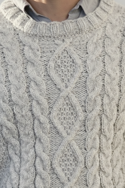 VogeLuxe | Men’s Chunky Cable Knit Crew Neck Sweater