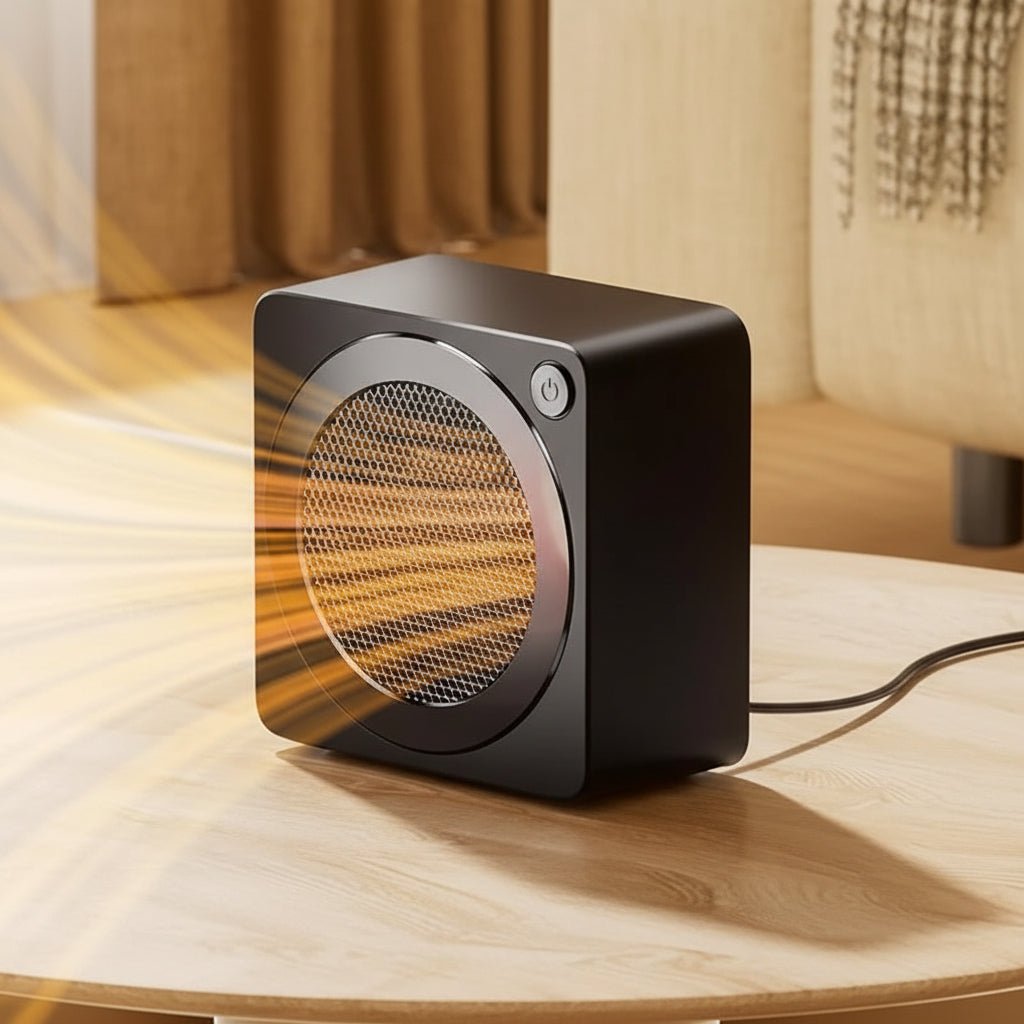 Compact Electric Heater 500W Quiet Ceramic Desk Warmth - VogeLuxe