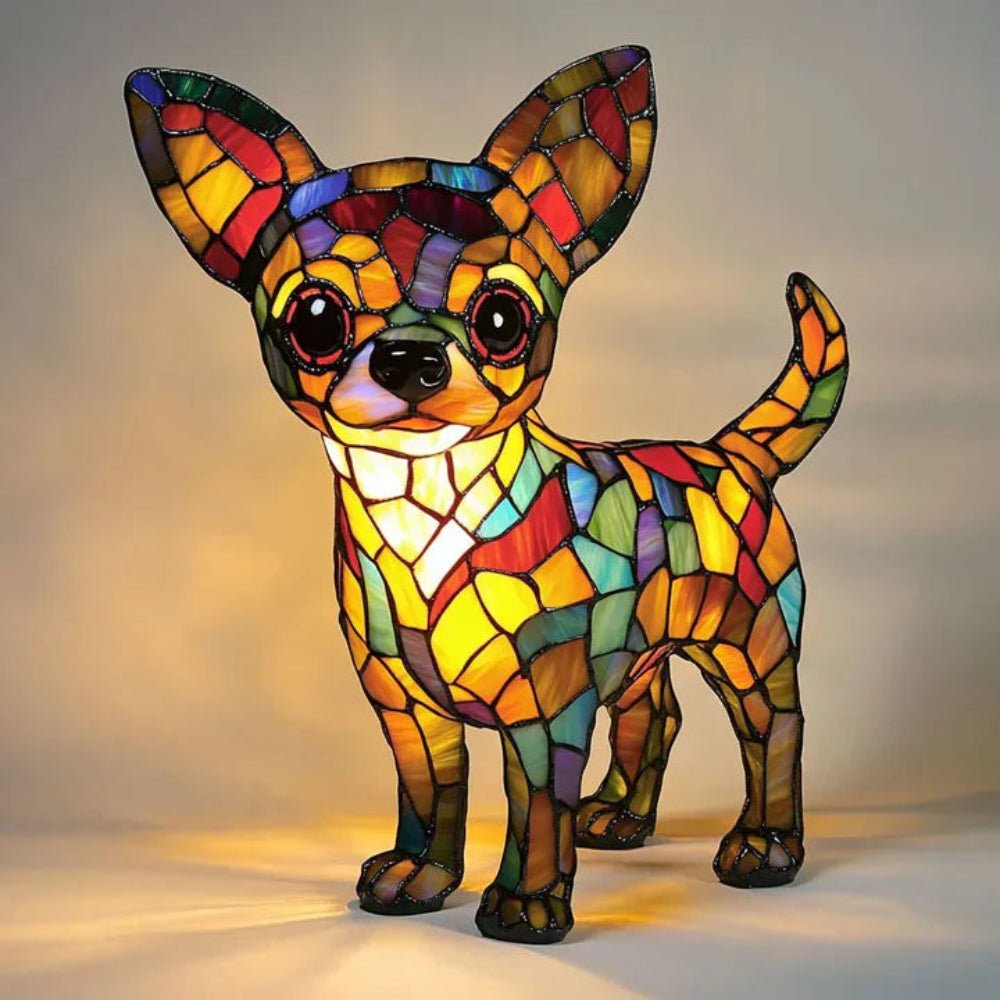 Colorful Glass Dog Table Lamp Animal Theme Lighting