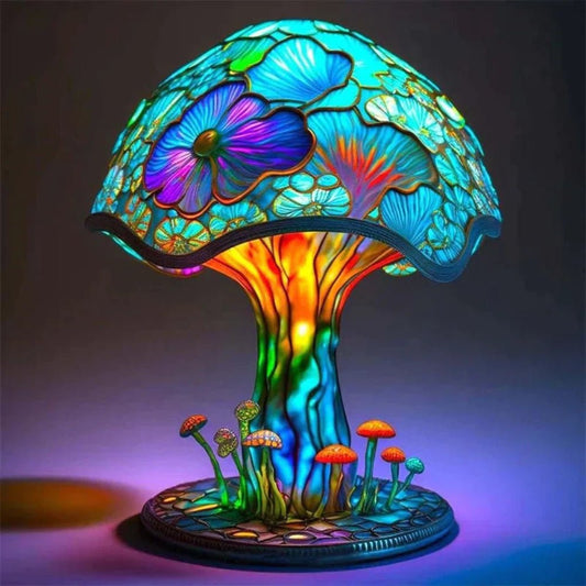 Colorful Glass Mushroom Desk Lamp USB Night Light - VogeLuxe