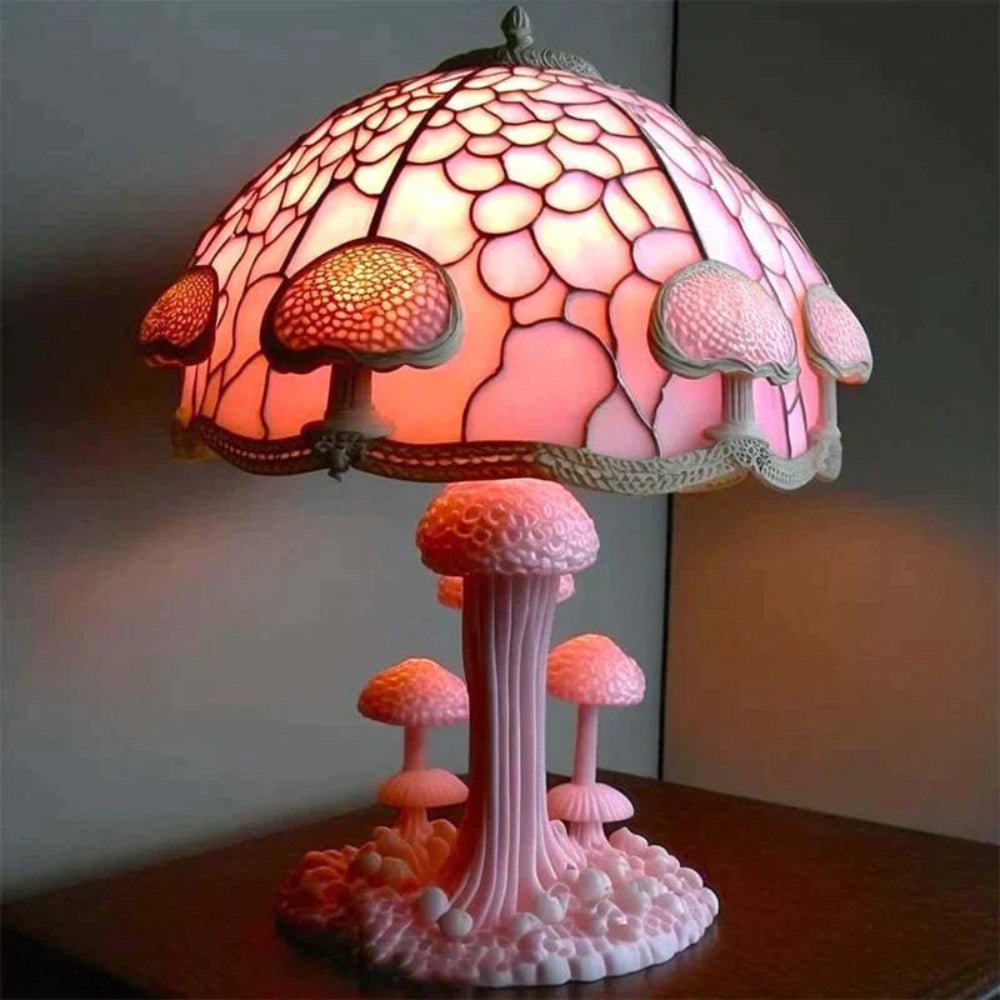 Colorful Glass Mushroom Desk Lamp USB Night Light