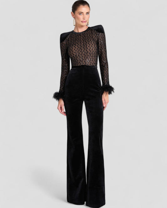 Statement Glamour Velvet Sequin Jumpsuit