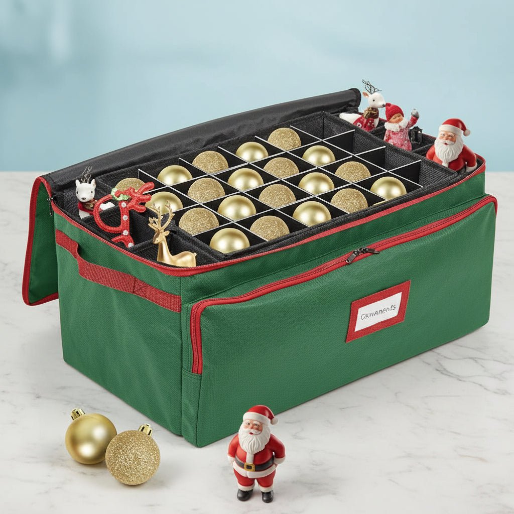 Holiday Ornament Storage Container with Stackable Trays