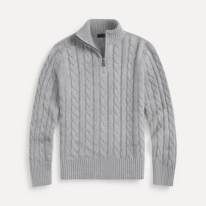 VogeLuxe | Men’s Long Sleeve Quarter Zip Cable Knit Sweater