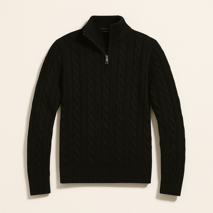 VogeLuxe | Men’s Long Sleeve Quarter Zip Cable Knit Sweater