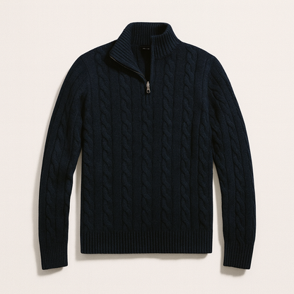 VogeLuxe | Men’s Long Sleeve Quarter Zip Cable Knit Sweater