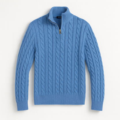 VogeLuxe | Men’s Long Sleeve Quarter Zip Cable Knit Sweater