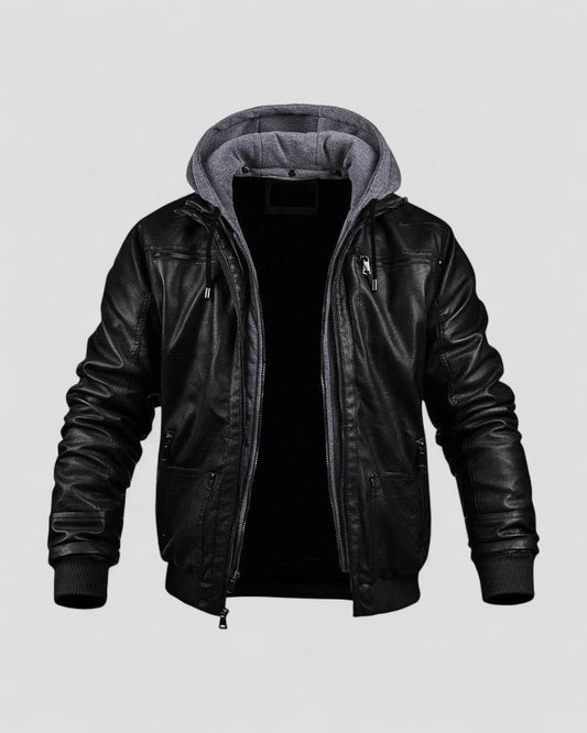 Stylish Premium Leather Winter Jacket for Men with Hood