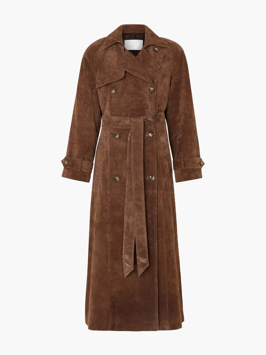 VogeLuxe | Women’s Elegant Suede Trench Coat