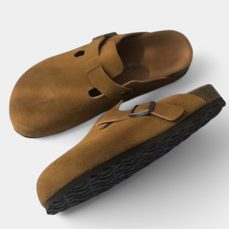 Suede Clogs – Adjustable Strap, Cushioned Footbed & Non-Slip Sole 1