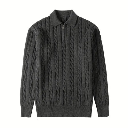 Sweater - Cable Knit Half Zip & Adjustable Ventilation