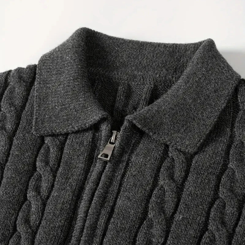 Sweater - Cable Knit Half Zip & Adjustable Ventilation