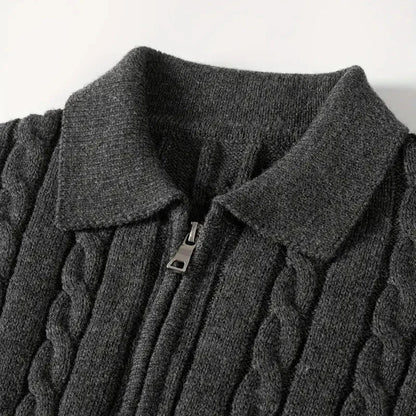 Sweater - Cable Knit Half Zip & Adjustable Ventilation