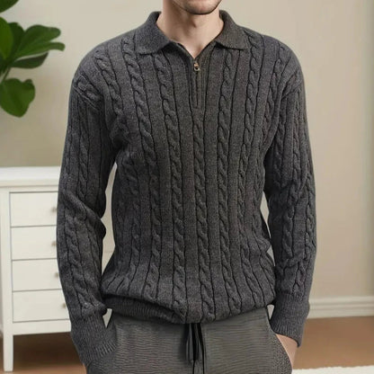 Sweater - Cable Knit Half Zip & Adjustable Ventilation