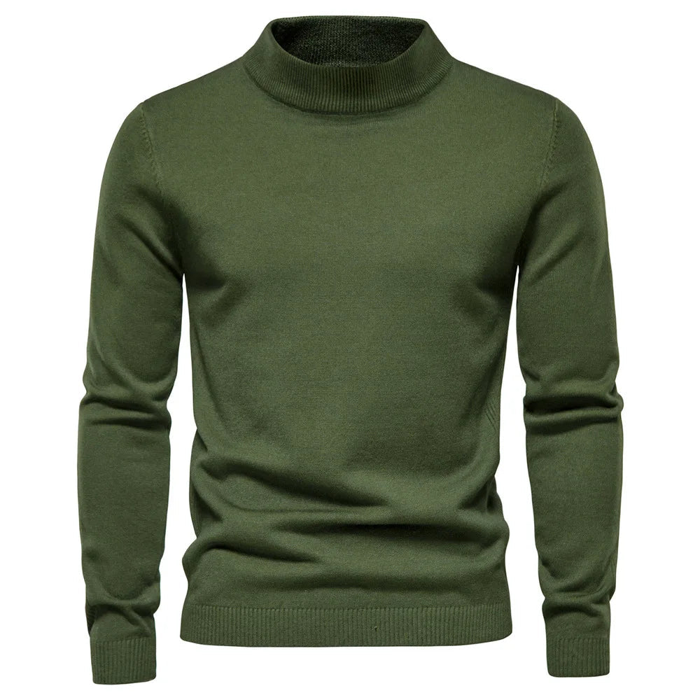Sweater - Knit Blend Half Turtleneck And Neck Coverage
