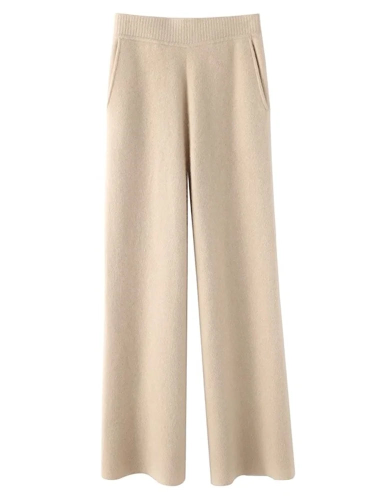 Soft High Waisted Cashmere Women's Pants - VogeLuxe