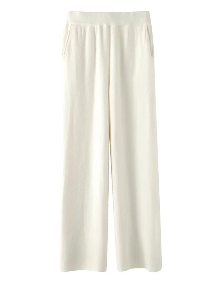 Soft High Waisted Cashmere Women's Pants