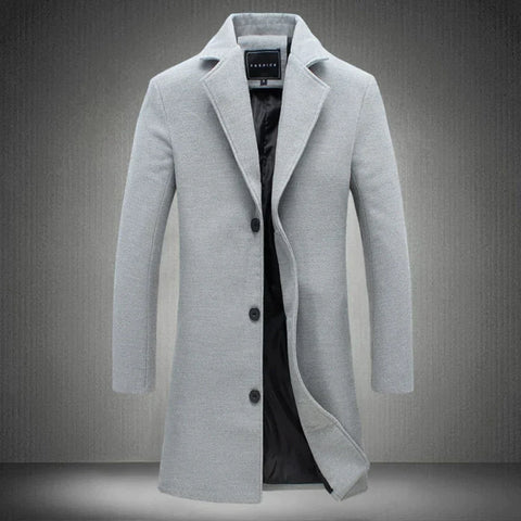 Warm Long Mens Winter Coat With Button Front