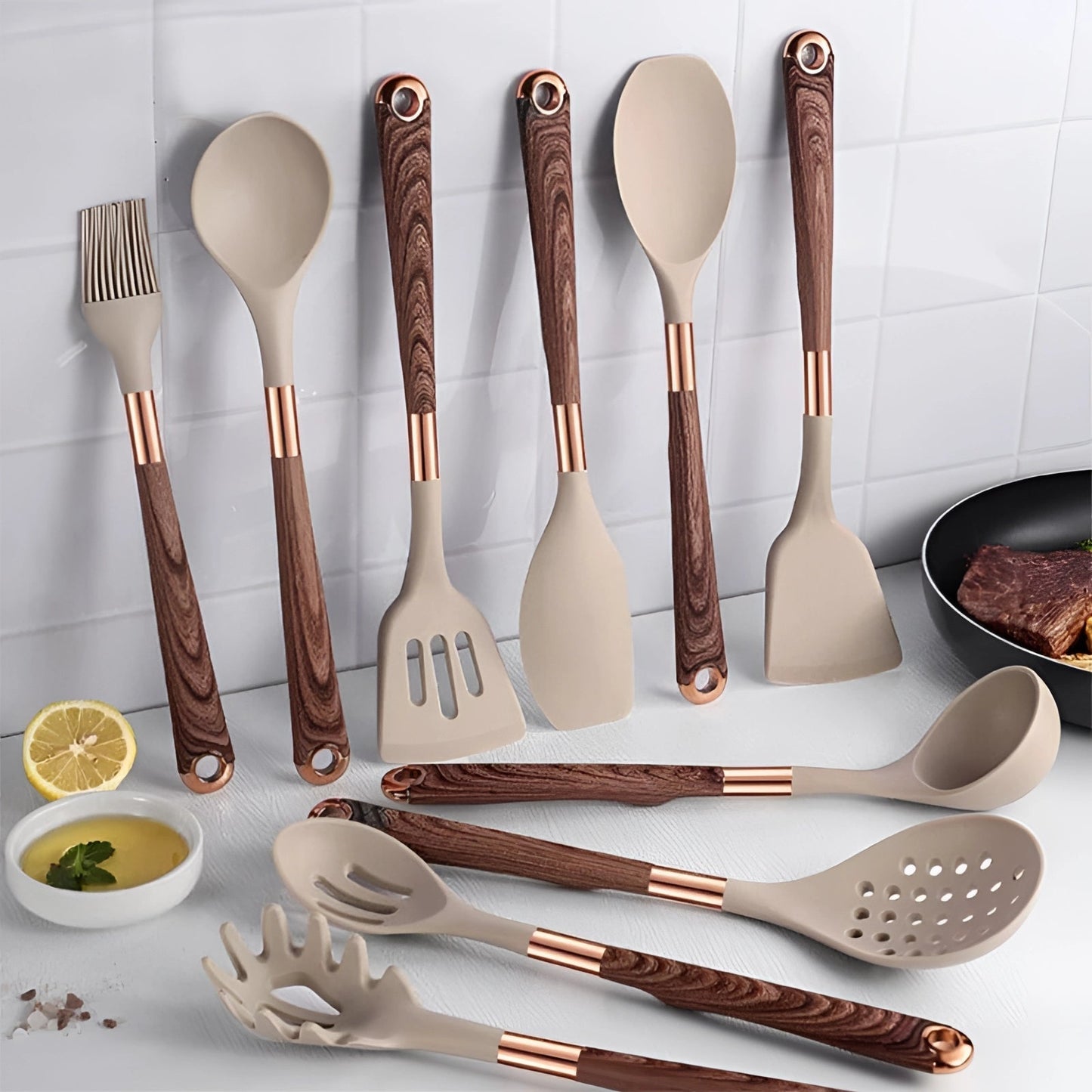 Premium 10pc Stainless Steel Kitchen Utensil Set - VogeLuxe