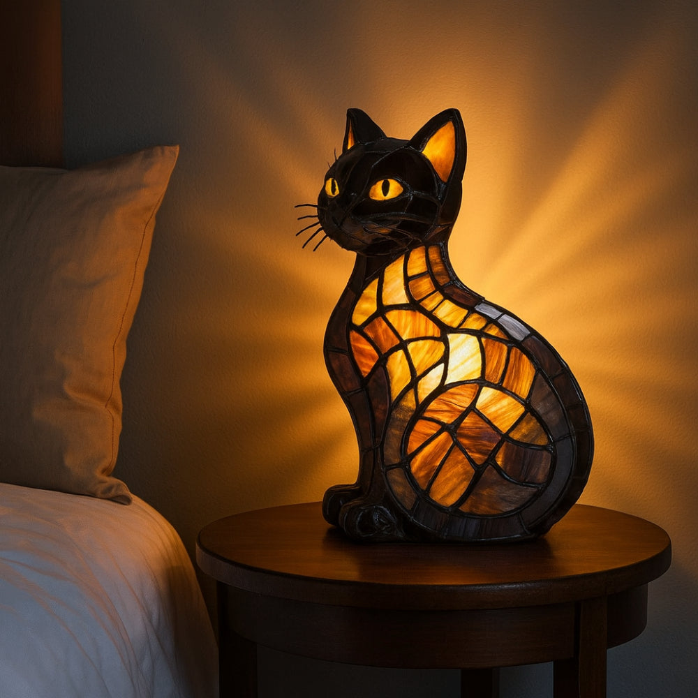 Colorful Cat Glass Table Lamp Nightlight - VogeLuxe