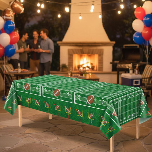 Affordable Rectangular White Gold Plastic Party Table Cover - VogeLuxe