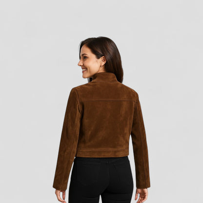 VogeLuxe | Women’s Suede Cropped Zipper Jacket