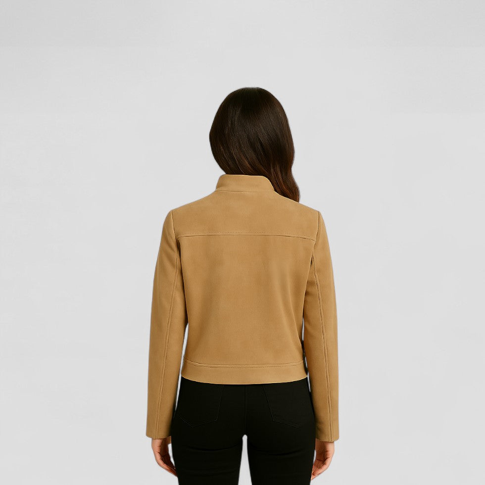 VogeLuxe | Women’s Suede Cropped Zipper Jacket