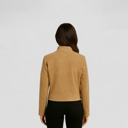 VogeLuxe | Women’s Suede Cropped Zipper Jacket