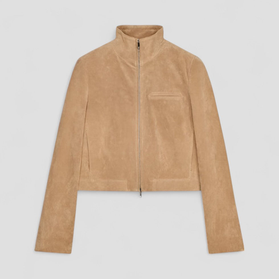 VogeLuxe | Women’s Suede Cropped Zipper Jacket