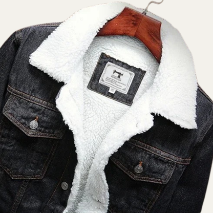 VogeLuxe | Men’s Winter Shearling Lined Denim Trucker Jacket