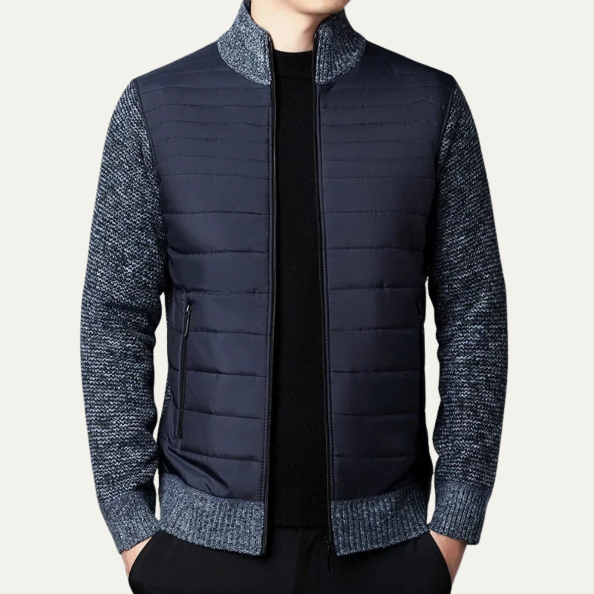 The Aberdeen Men's Quilted Knit Padded Zip Up Cardigan 4