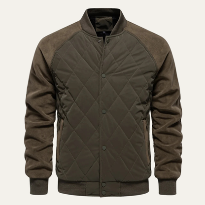 The Aberdeen Men’s Warm Casual Quilted Bomber Jacket with Ribbed Cuffs 0