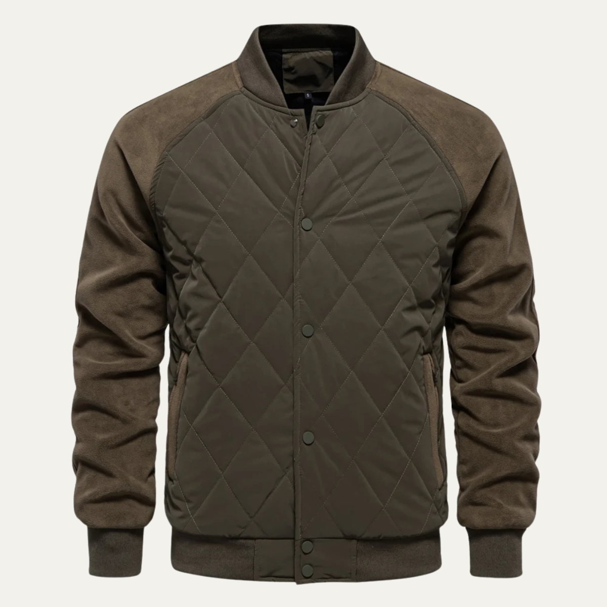 The Aberdeen Men’s Warm Casual Quilted Bomber Jacket with Ribbed Cuffs 1