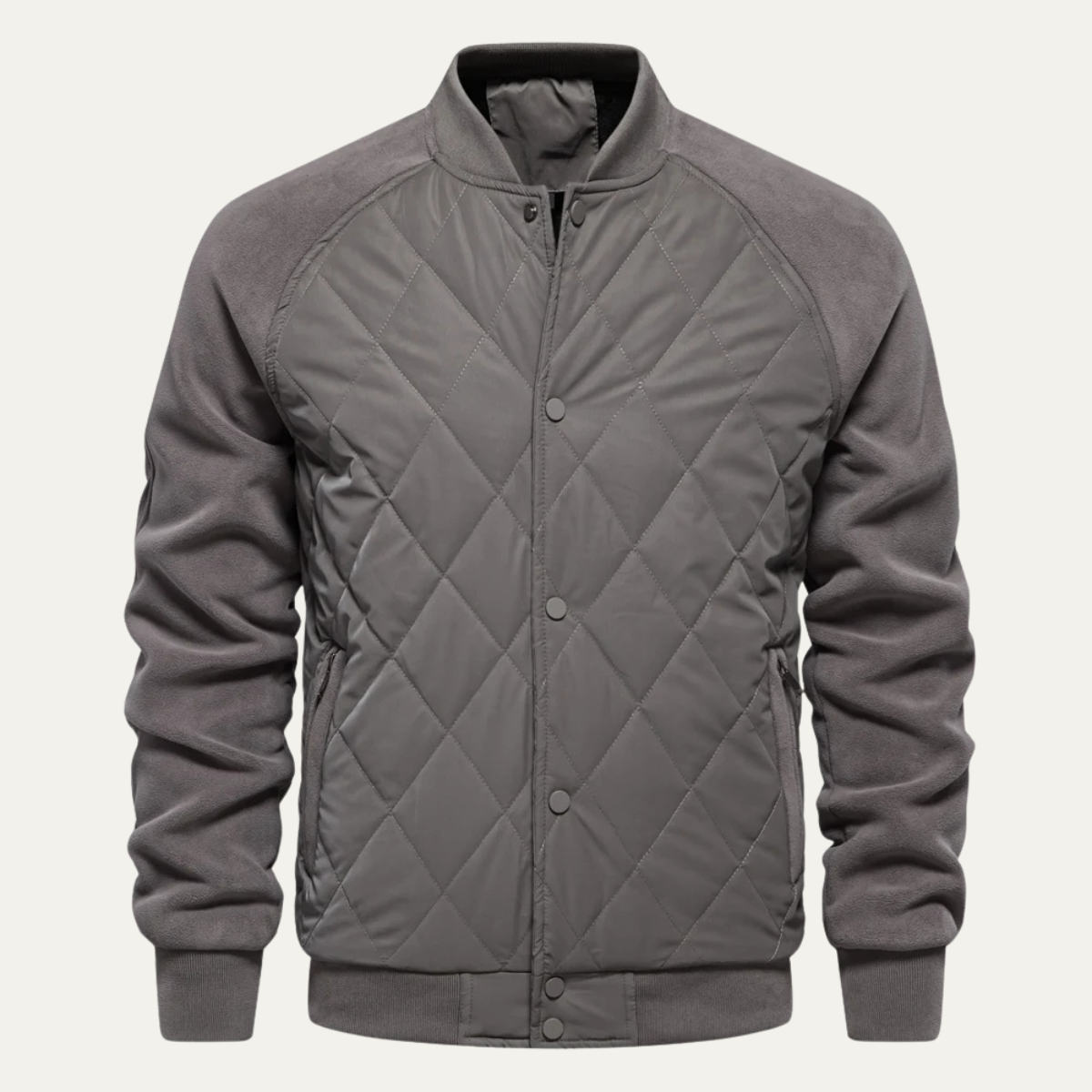 The Aberdeen Men’s Warm Casual Quilted Bomber Jacket with Ribbed Cuffs 10