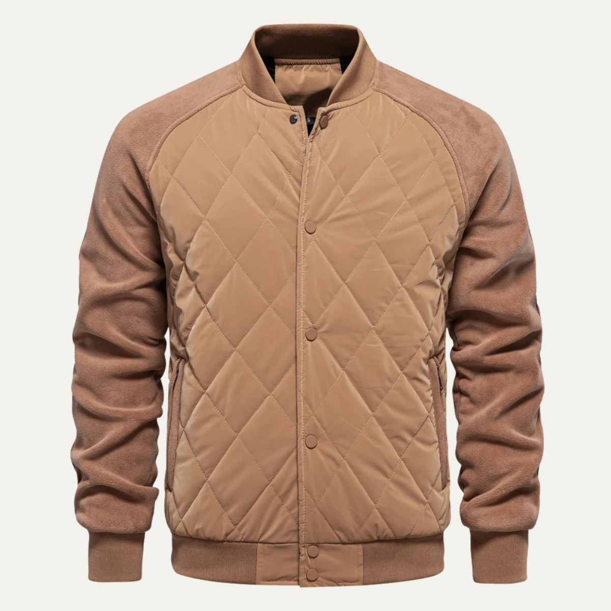 The Aberdeen Men’s Warm Casual Quilted Bomber Jacket with Ribbed Cuffs 11
